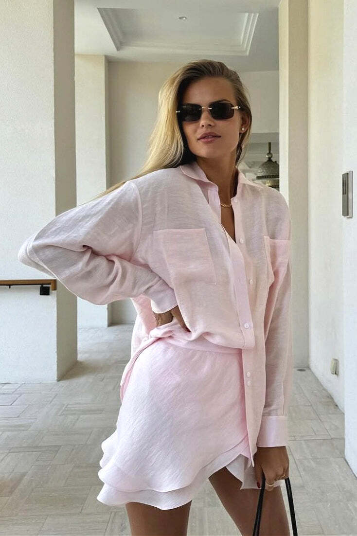 Casual Beach Shirt Cover Skirt Set Casual Beach Shirt Cover Skirt Set