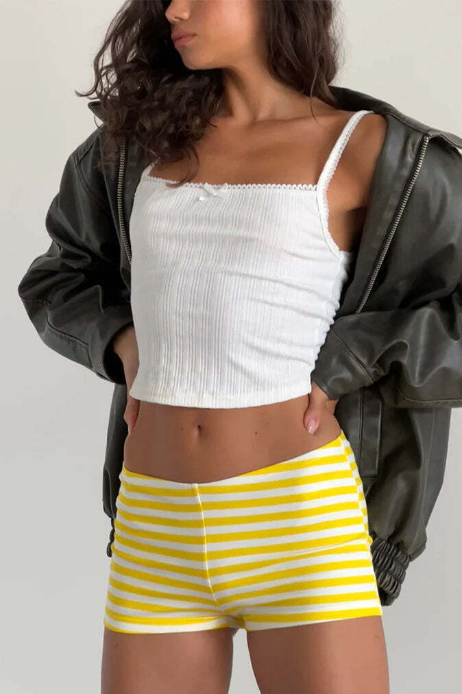 Casual Chic Stripe Skinny Low Waist Shorts