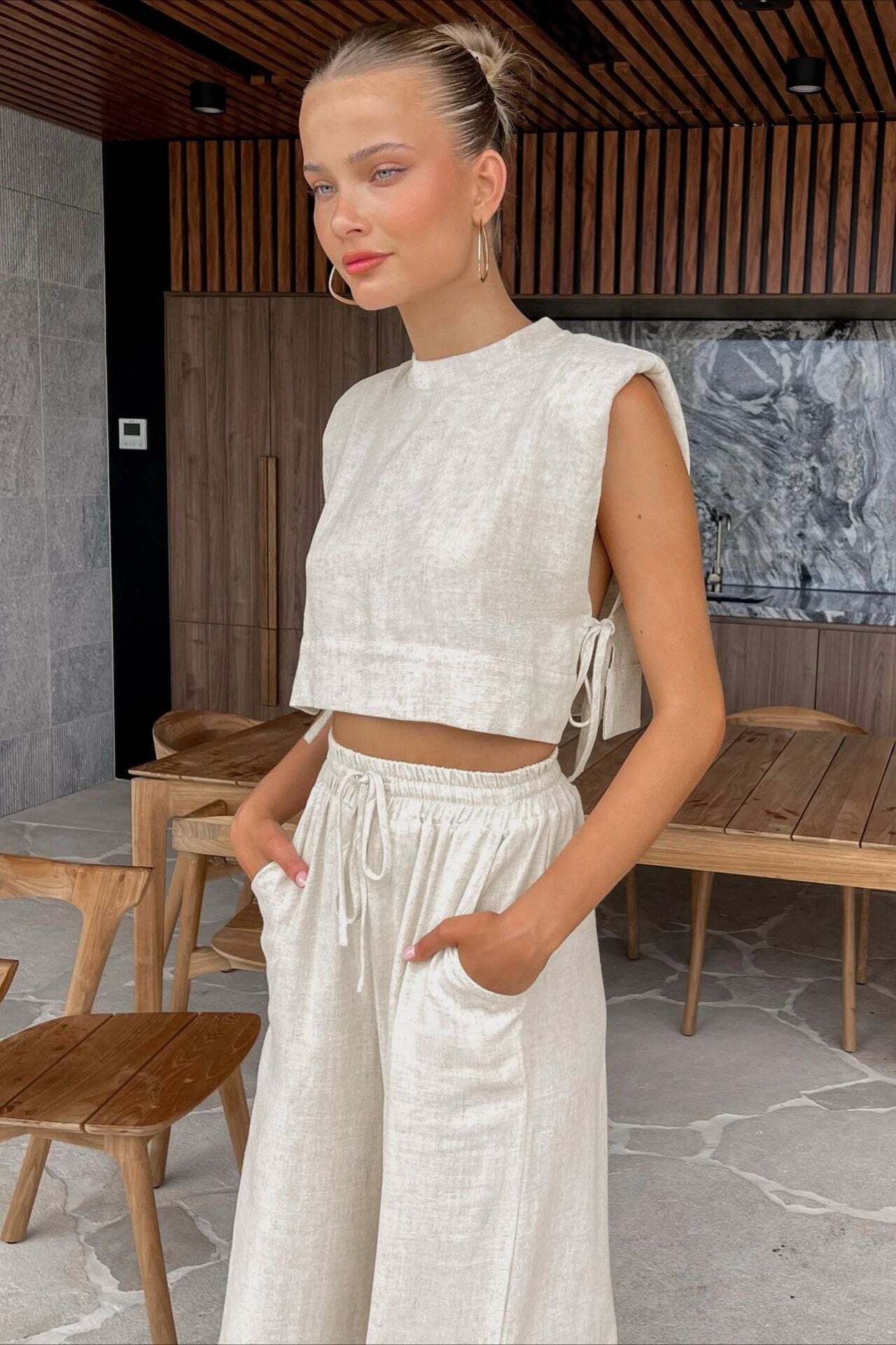 Casual Cotton Linen Loose Sleeveless Two Piece Set Casual Cotton Linen Loose Sleeveless Two Piece Set