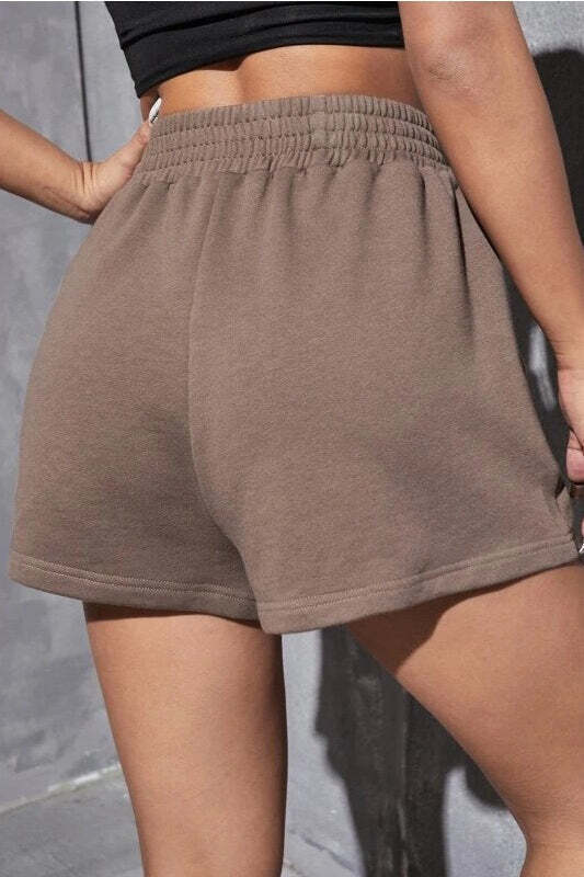 Casual Elastic Waist Wide Leg Solid Shorts Casual Elastic Waist Wide Leg Solid Shorts