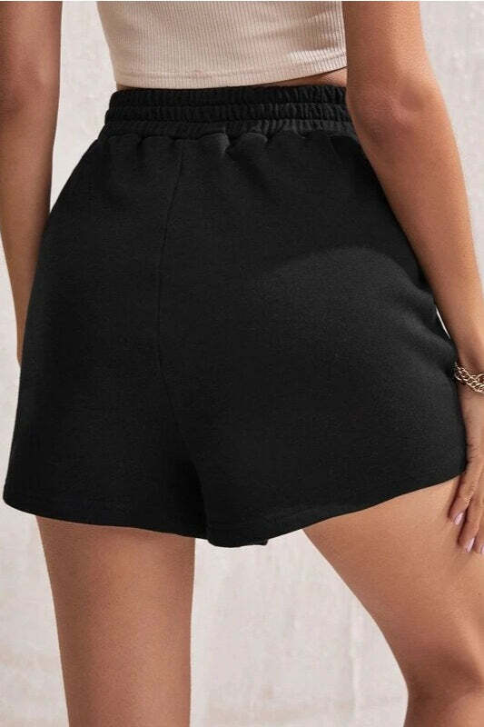 Casual Elastic Waist Wide Leg Solid Shorts Casual Elastic Waist Wide Leg Solid Shorts