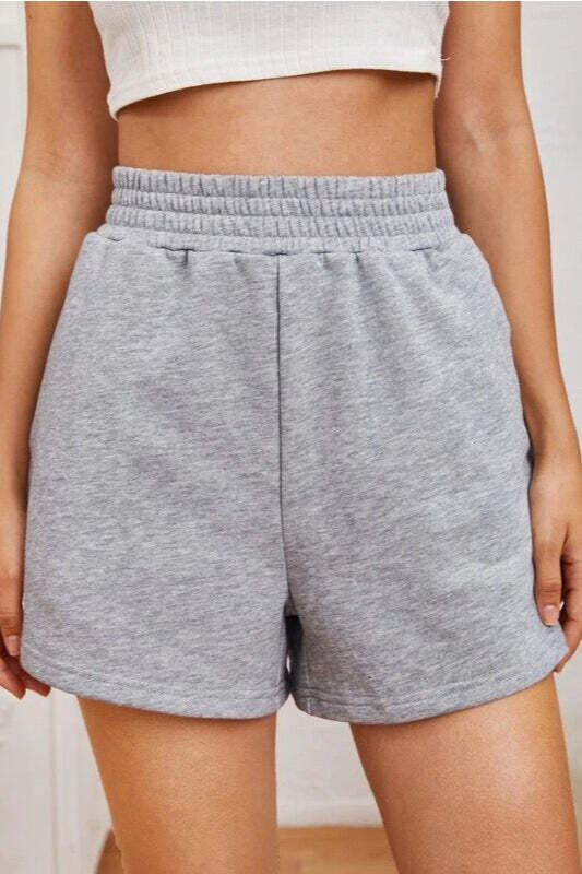 Casual Elastic Waist Wide Leg Solid Shorts Casual Elastic Waist Wide Leg Solid Shorts