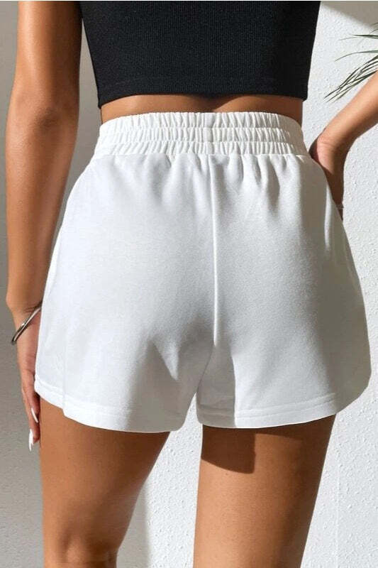 Casual Elastic Waist Wide Leg Solid Shorts Casual Elastic Waist Wide Leg Solid Shorts