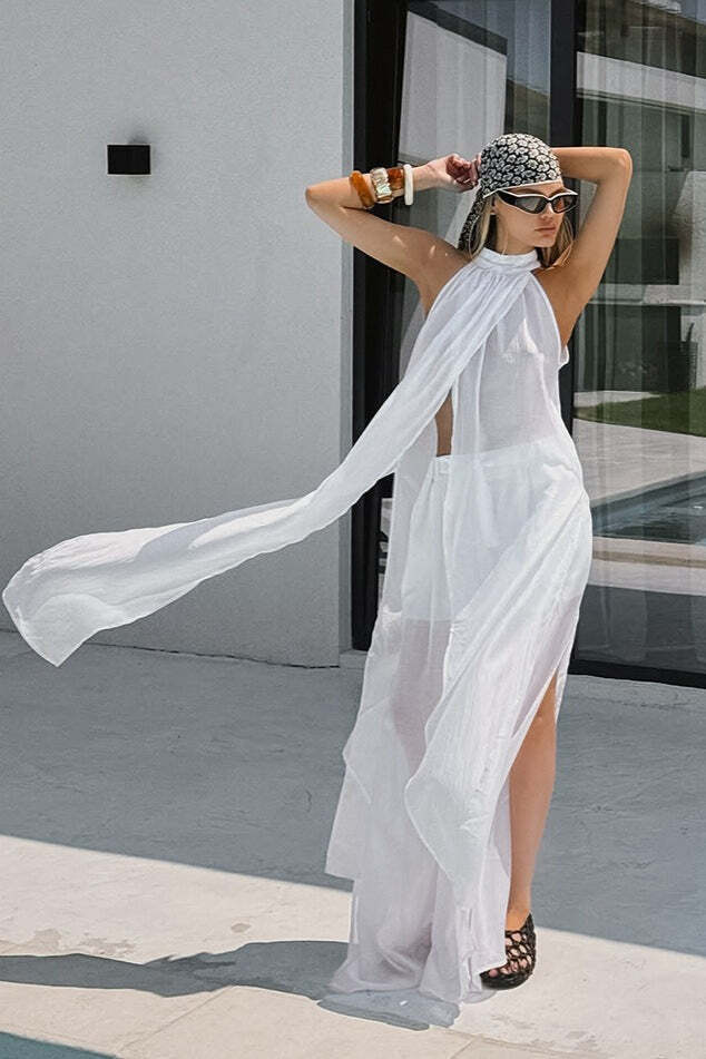 Casual Flowy Tencel Sleeveless Halter Two Piece Set