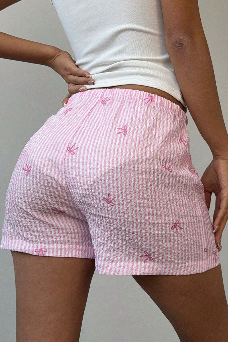 Casual Pink Stripe Wide Leg Shorts Casual Pink Stripe Wide Leg Shorts
