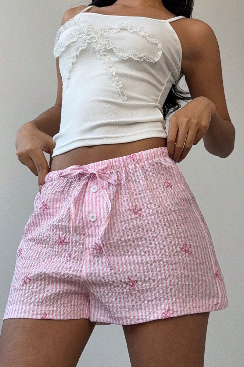Casual Pink Stripe Wide Leg Shorts Casual Pink Stripe Wide Leg Shorts