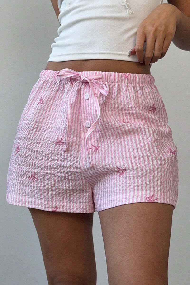 Casual Pink Stripe Wide Leg Shorts