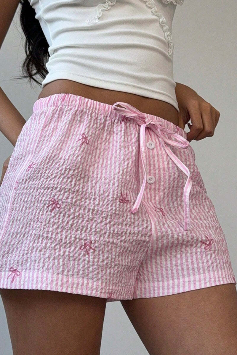Casual Pink Stripe Wide Leg Shorts Casual Pink Stripe Wide Leg Shorts