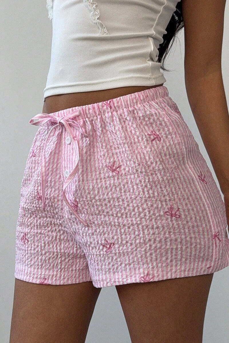 Casual Pink Stripe Wide Leg Shorts Casual Pink Stripe Wide Leg Shorts