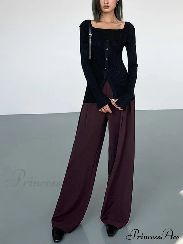 Casual Pleated Graceful Wide Leg Pants Casual Pleated Graceful Wide Leg Pants