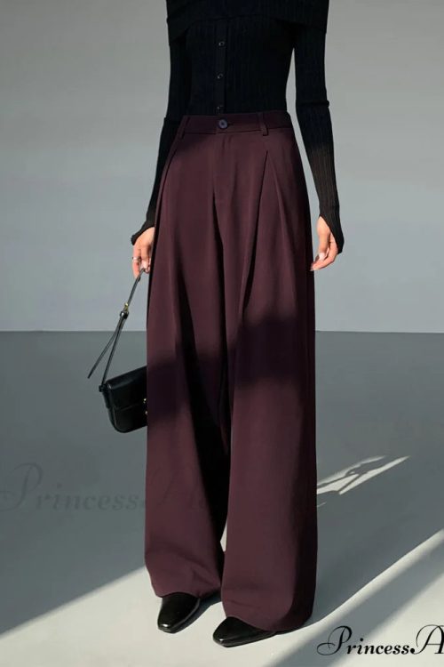 Casual Pleated Graceful Wide Leg Pants