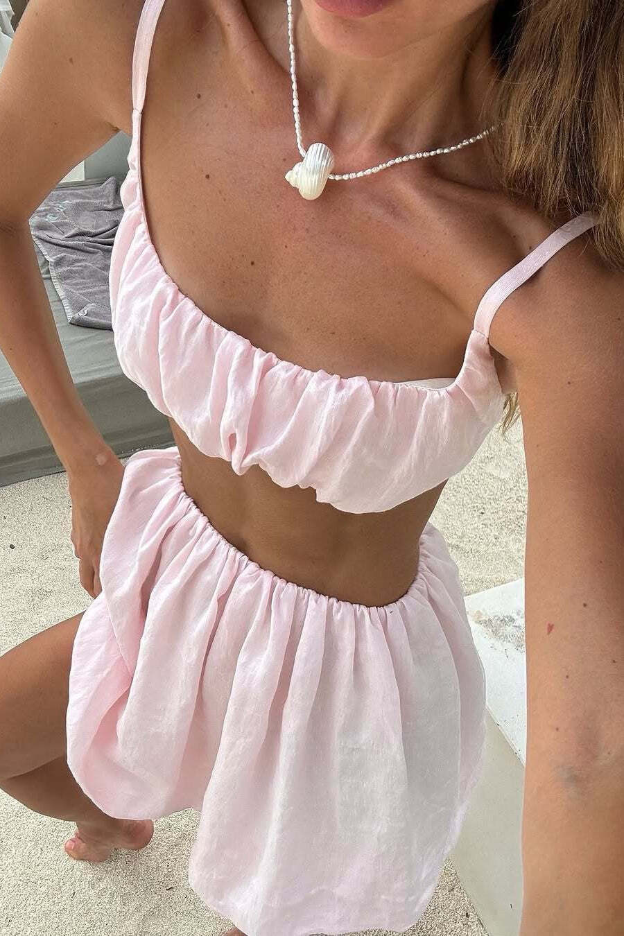 Casual Simple Cami Tulip Hem Skirt Set Casual Simple Cami Tulip Hem Skirt Set