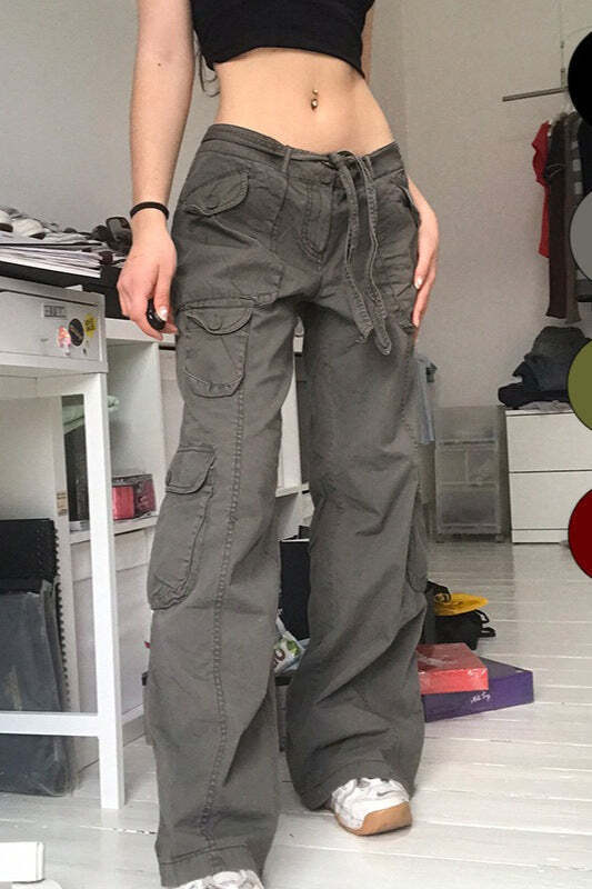 Casual Vintage Cargo Loose Straight Jeans