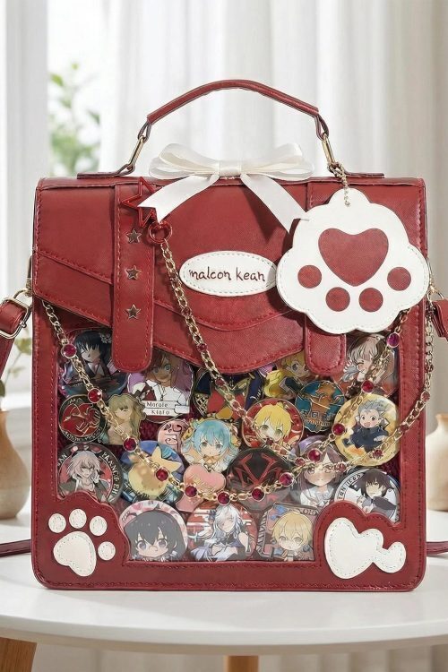 Cat Convertible Ita Bag with Clear Window for Pin Display
