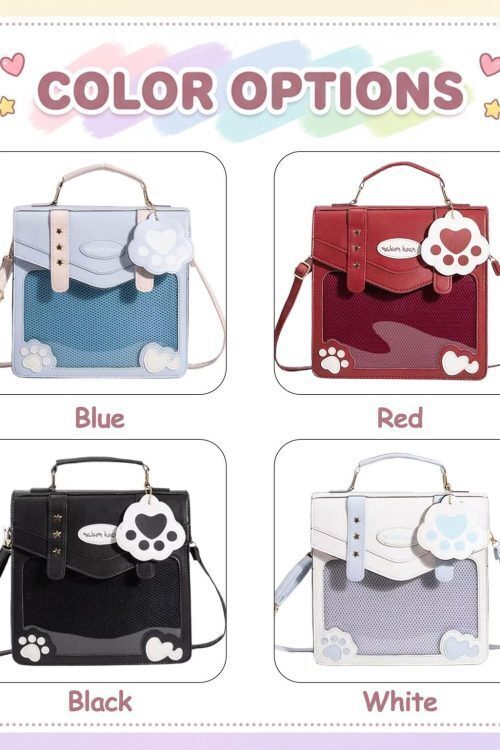 Cat Convertible Ita Bag with Clear Window for Pin Display