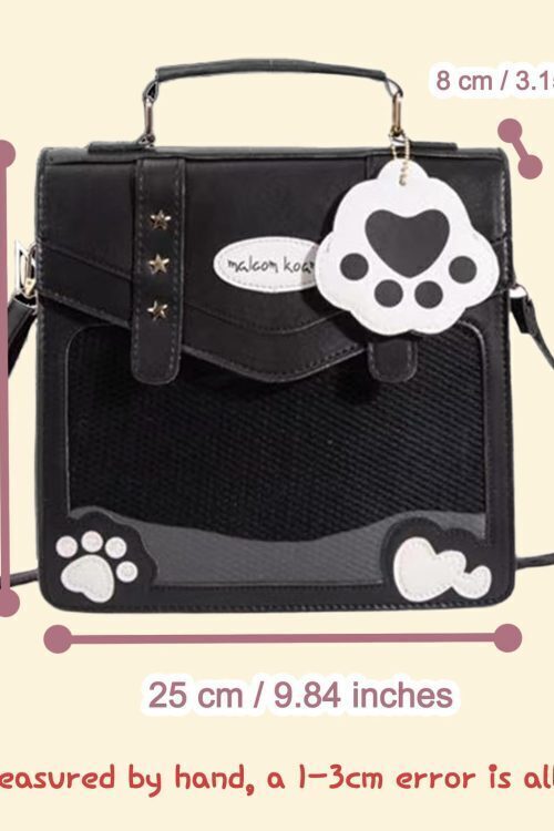 Cat Convertible Ita Bag with Clear Window for Pin Display