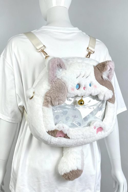Cat Convertible Ita Bag with Clear Window for Plushies and Pins