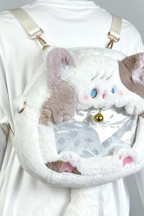 Cat Convertible Ita Bag with Clear Window for Plushies and Pins