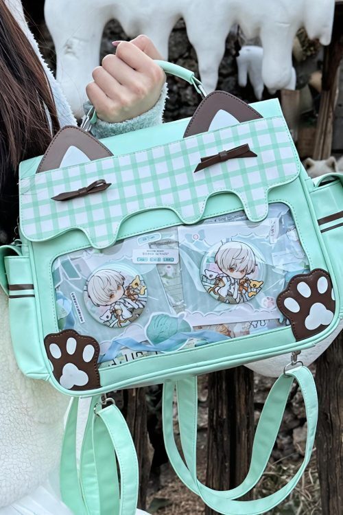 Cat Ita Crossbody Bag with Clear Window for Plushies and Pins