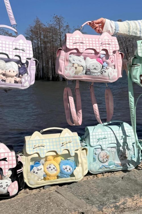 Cat Ita Crossbody Bag with Clear Window for Plushies and Pins