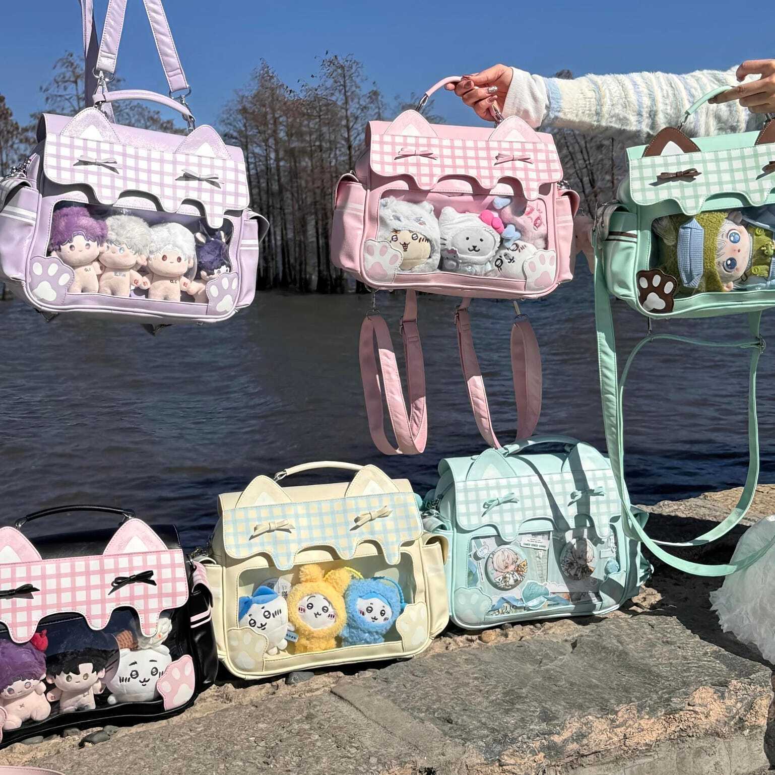 Cat Ita Crossbody Bag with Clear Window for Plushies and Pins Cat Ita Crossbody Bag with Clear Window for Plushies and Pins