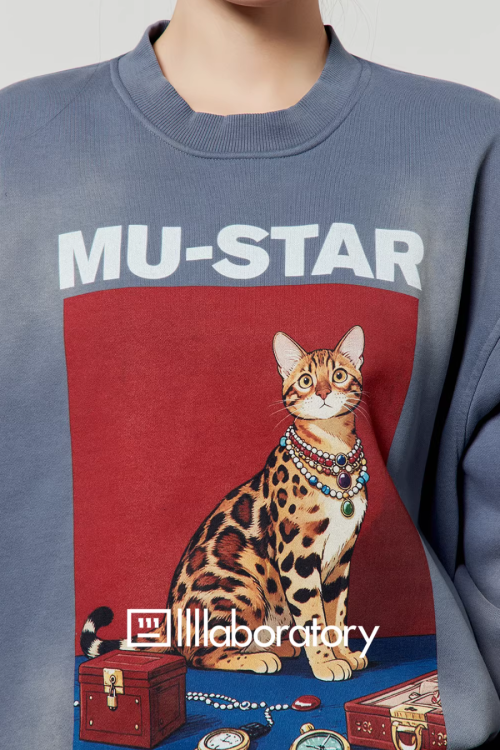 Cat Print Retro Sweatshirt / Retro Polka Dot Skirt