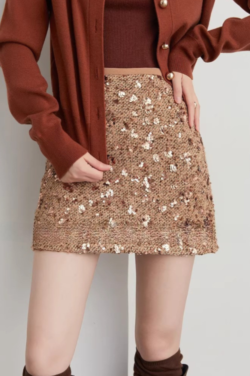 Champagne Tweed Mini Skirt