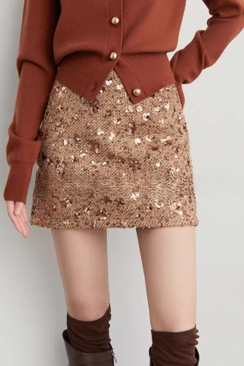Champagne Tweed Mini Skirt