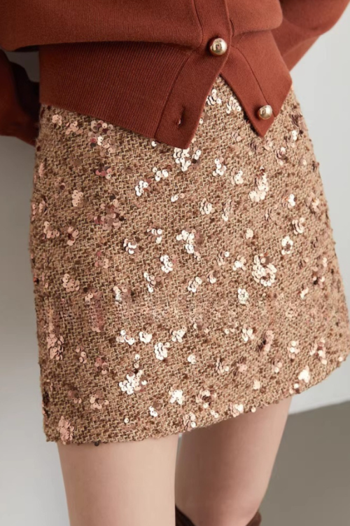 Champagne Tweed Mini Skirt