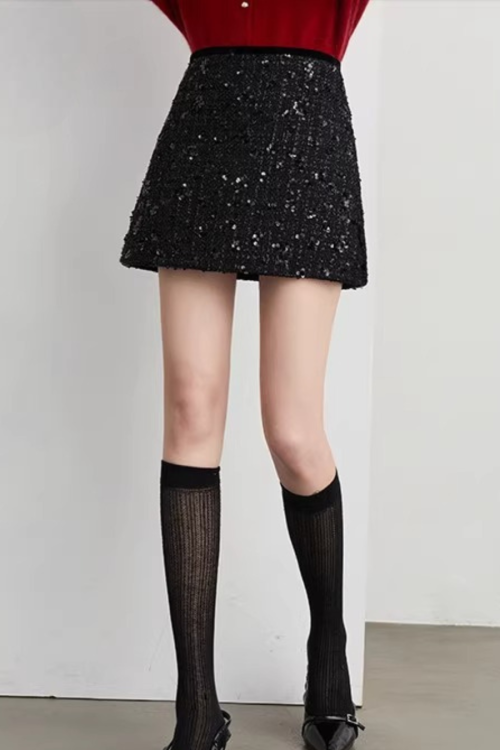 Champagne Tweed Mini Skirt