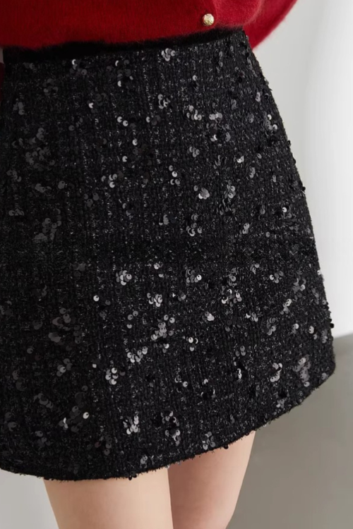 Champagne Tweed Mini Skirt