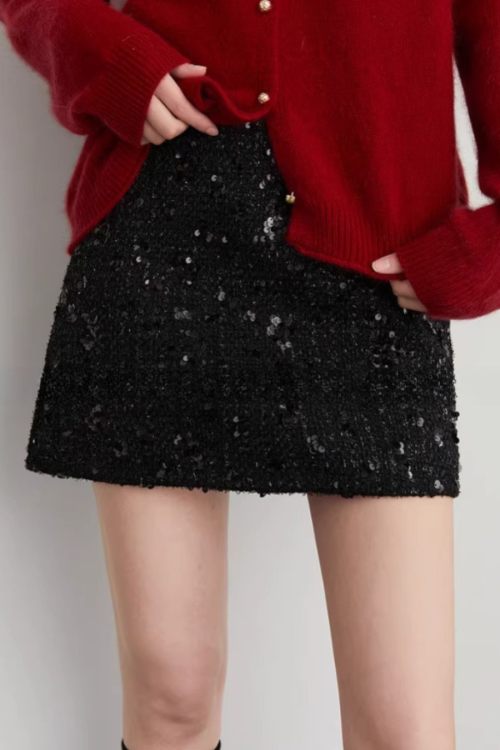 Champagne Tweed Mini Skirt