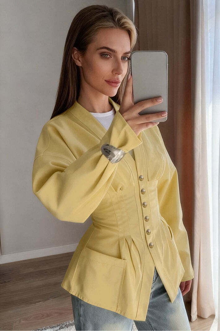 Chanel-inspired Pleated Slim Vintage Waist Blazer