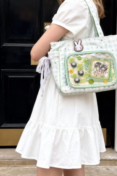 Checkerboard Lace Ita Shoulder Bag for Pin Display