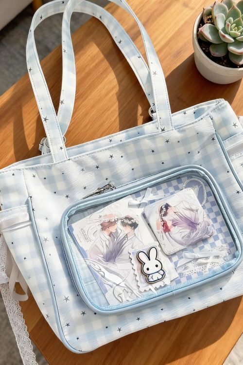 Checkerboard Lace Ita Shoulder Bag for Pin Display