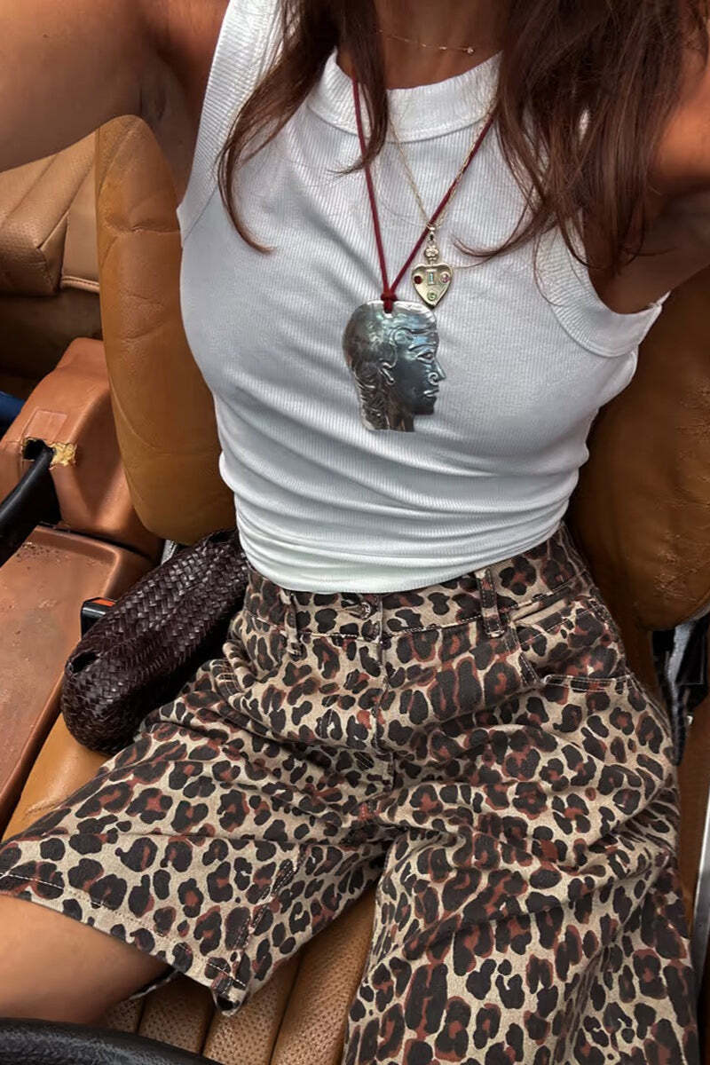 Chic Casual Cotton Leopard Print Shorts Chic Casual Cotton Leopard Print Shorts