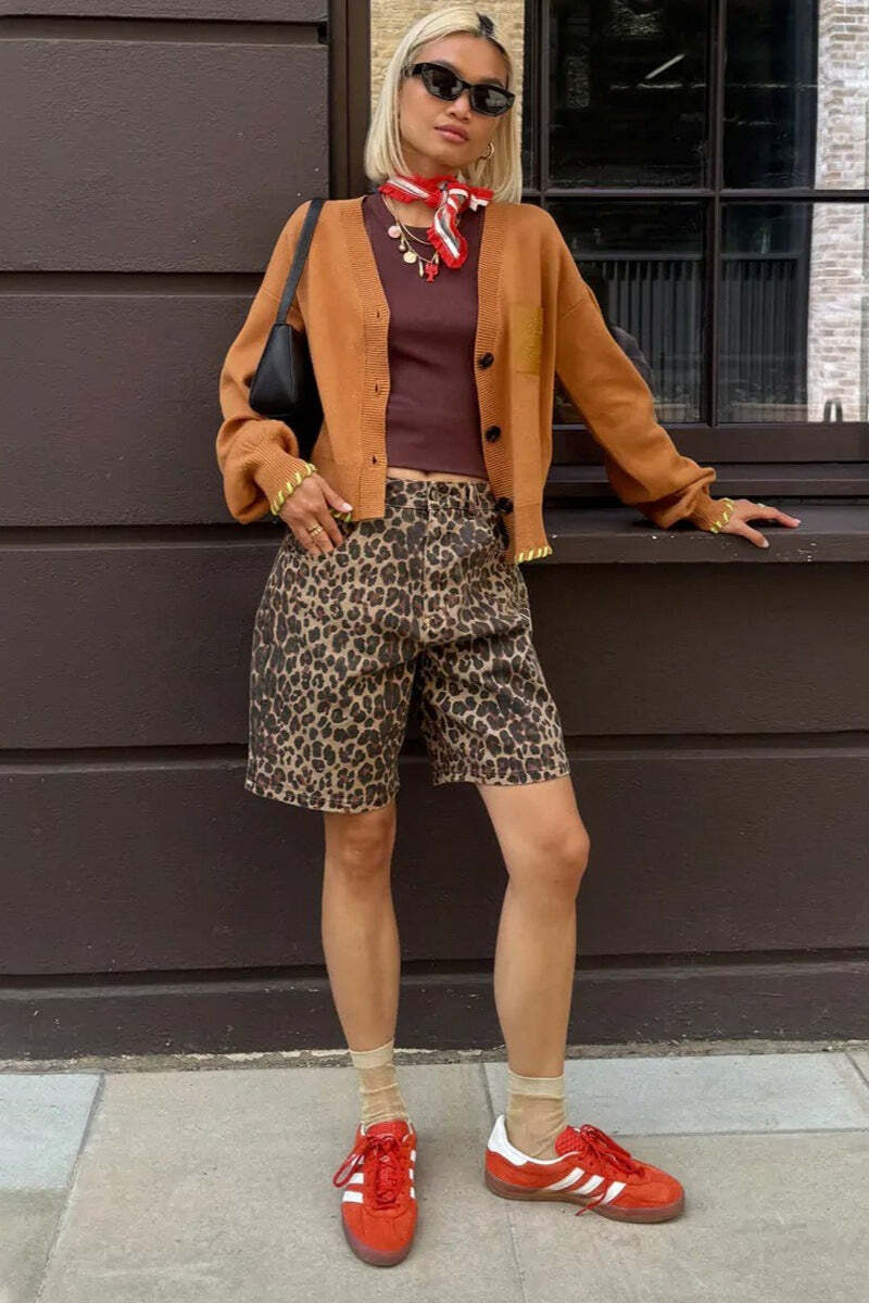 Chic Casual Cotton Leopard Print Shorts Chic Casual Cotton Leopard Print Shorts