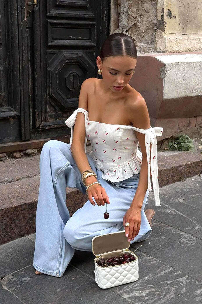 Chic Floral Print Ruffle Tie Cami Top Chic Floral Print Ruffle Tie Cami Top