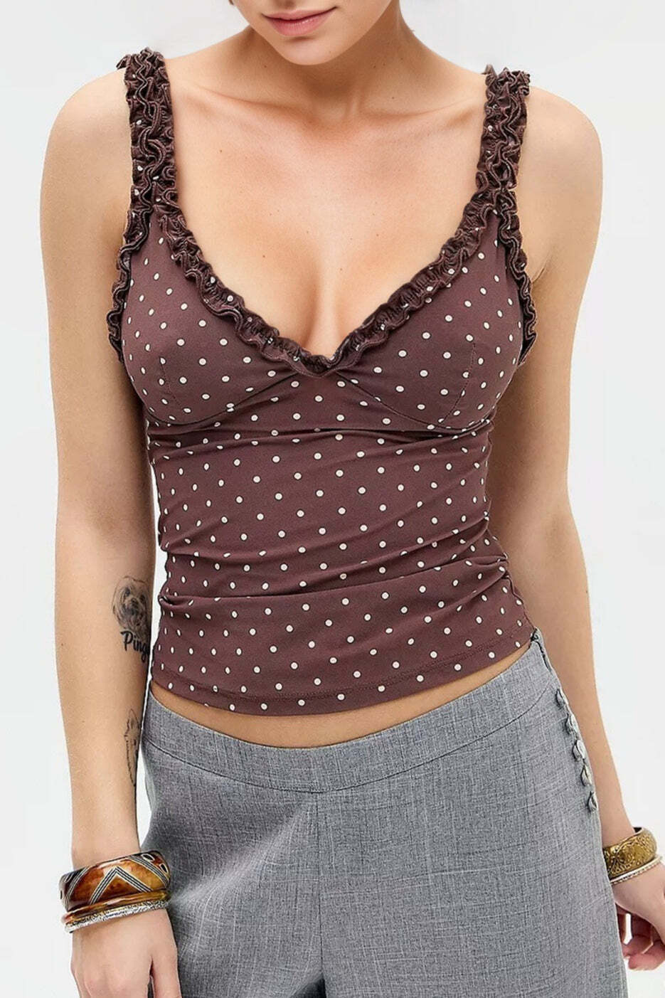Chic Sexy Polka Dot Ruffle Cami Top Chic Sexy Polka Dot Ruffle Cami Top
