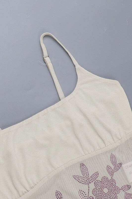 Chic Slim Floral Print Rhinestone Cami Skirt Set Chic Slim Floral Print Rhinestone Cami Skirt Set