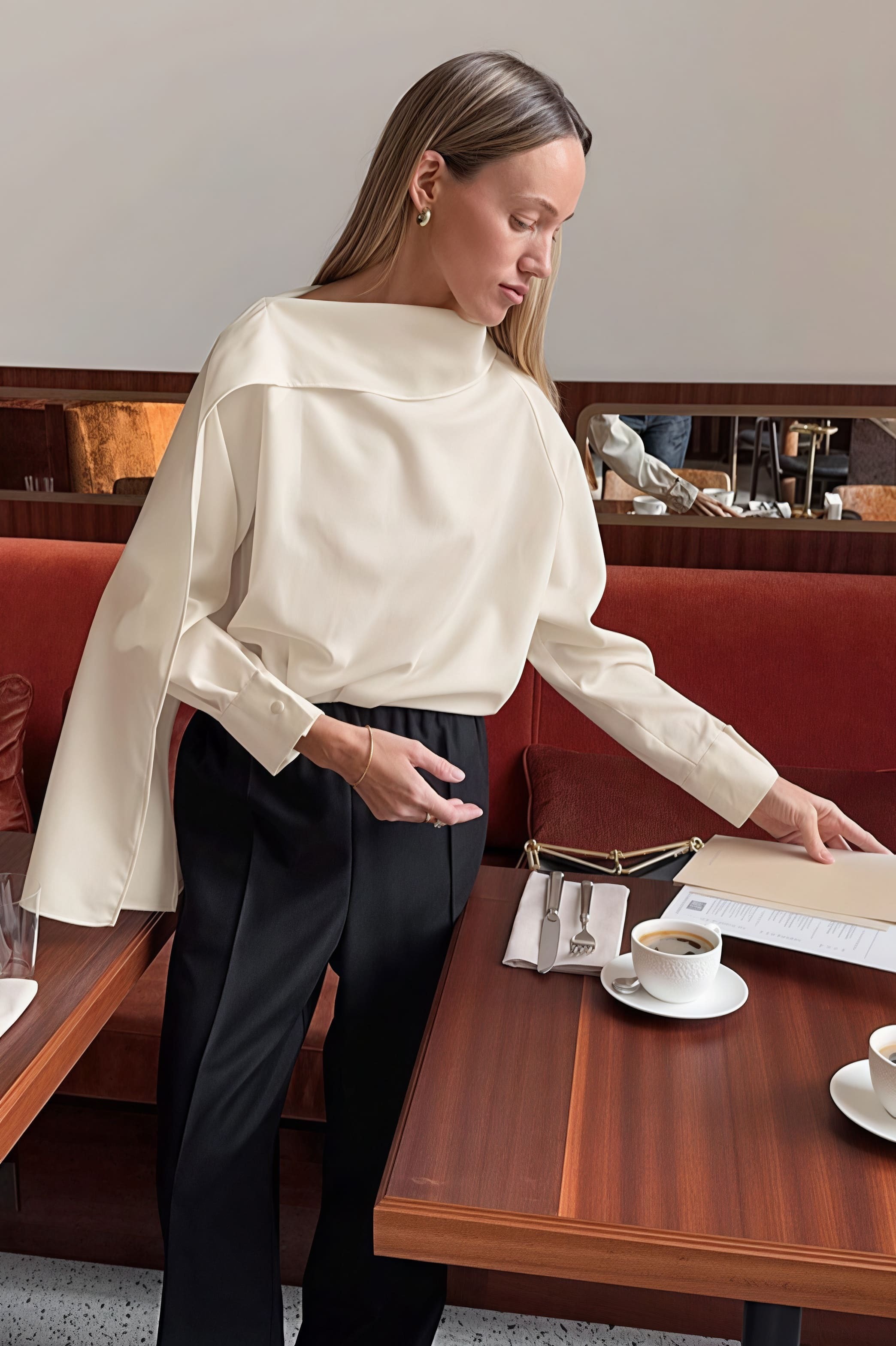 Chic Tie Detail Apricot Long Sleeve Blouse Chic Tie Detail Apricot Long Sleeve Blouse