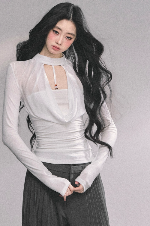 Choker Style Long Sleeve Top