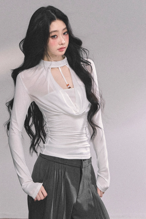 Choker Style Long Sleeve Top