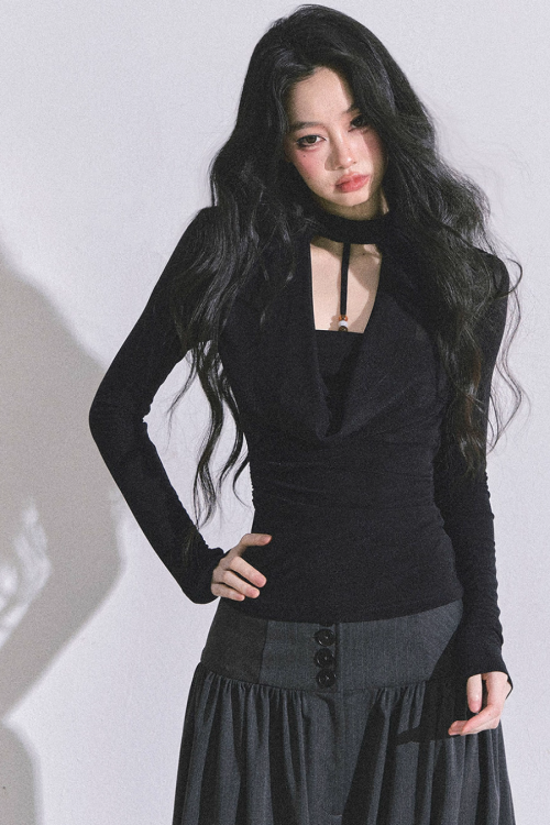 Choker Style Long Sleeve Top
