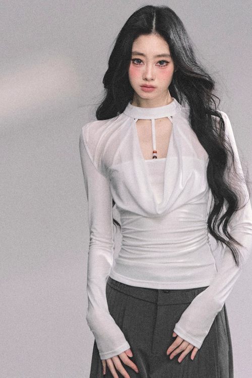Choker Style Long Sleeve Top