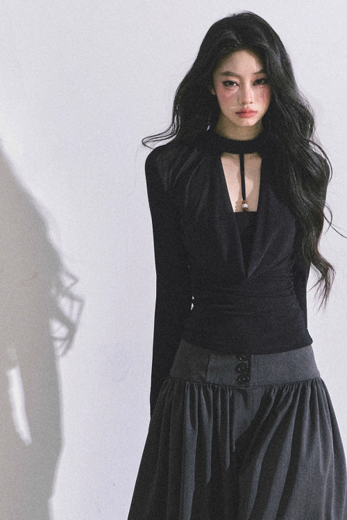 Choker Style Long Sleeve Top