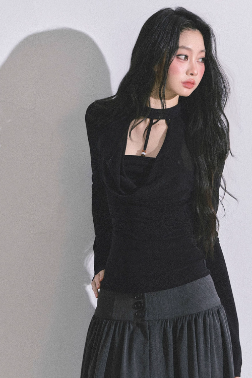 Choker Style Long Sleeve Top