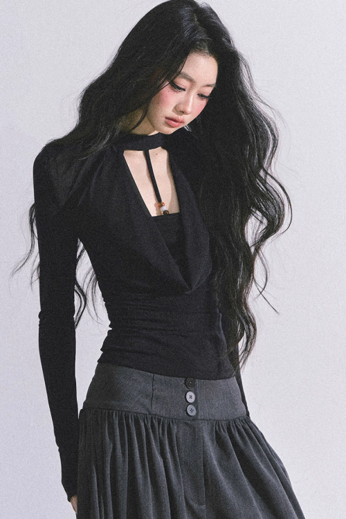 Choker Style Long Sleeve Top