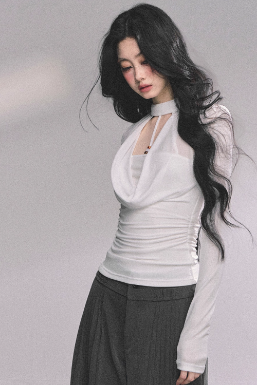 Choker Style Long Sleeve Top