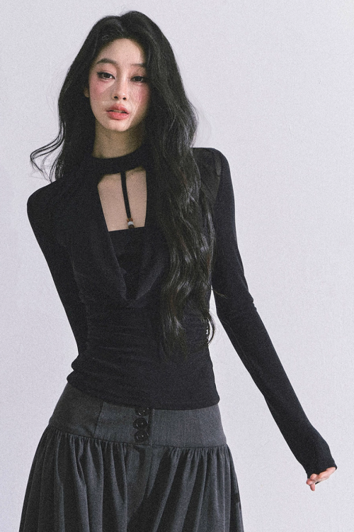 Choker Style Long Sleeve Top